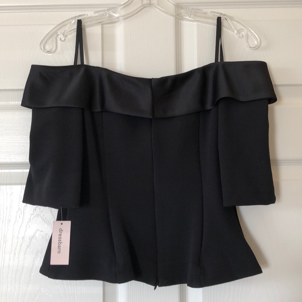 NEW! Fancy off shoulder black top w/zipper on back - Picture 2 of 2